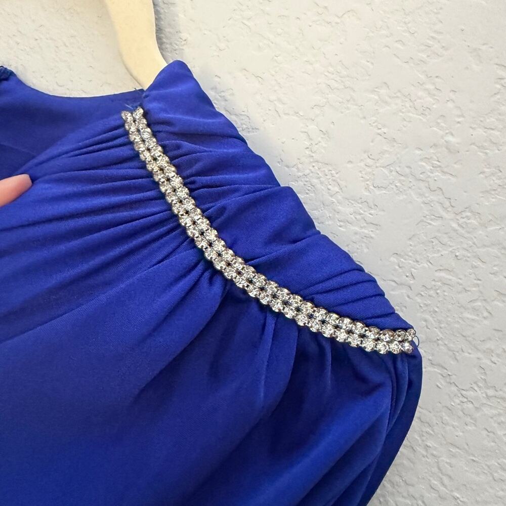 Vintage Shamash and Yofi Creations Royal Blue Draped Dress Size 7/8 Ruched - Picture 8 of 14